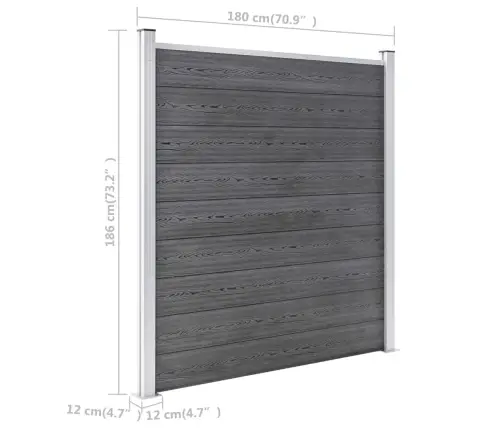 Dārza Žogs, Pelēks, 1391X186 Cm, Wpc Vidaxl