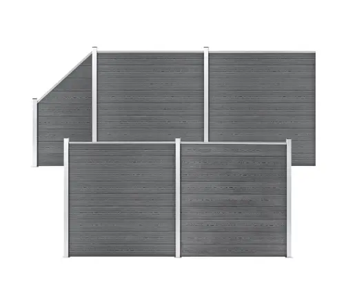 Dārza Žogs, 4 Kvadrāta, 1 Slīps Panelis, 792X186 Cm, Pelēks Wpc Vidaxl