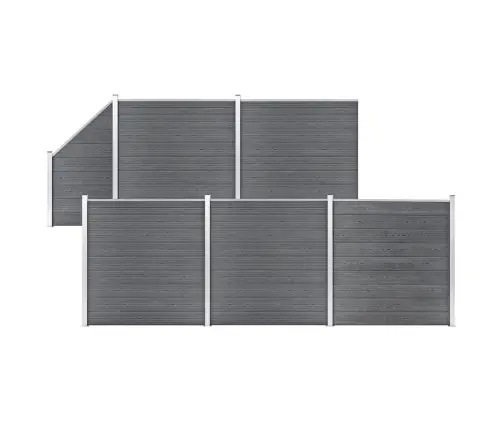 Dārza Žogs, 5 Kvadrāta, 1 Slīps Panelis, 965X186 Cm, Pelēks Wpc Vidaxl