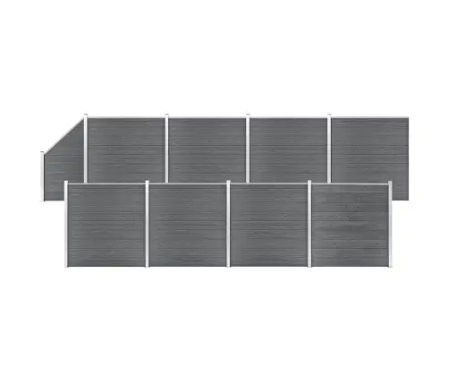 Dārza Žogs, 8 Kvadrāta, 1 Slīps Panelis, 1484X186Cm, Pelēks Wpc Vidaxl