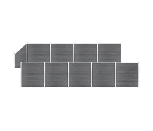 Dārza Žogs, 9 Kvadrāta, 1 Slīps Panelis, 1657X186Cm, Pelēks Wpc Vidaxl