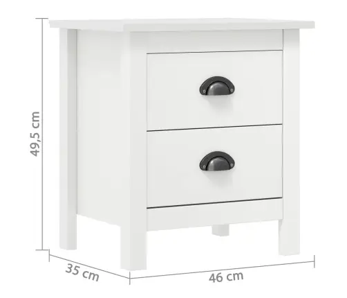 Naktinė Spintelė Hill, Balta, 46X35X49,5cm Pušies Masyvas