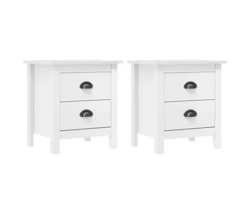 Naktsskapīši Hill, 2 Gab, Balti, 46X35X49,5 Cm, Priede Vidaxl