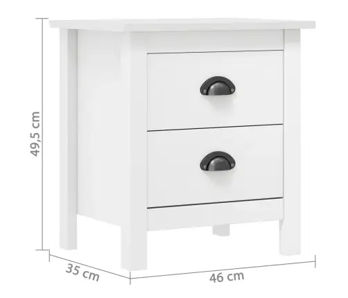 Naktsskapīši Hill, 2 Gab, Balti, 46X35X49,5 Cm, Priede Vidaxl