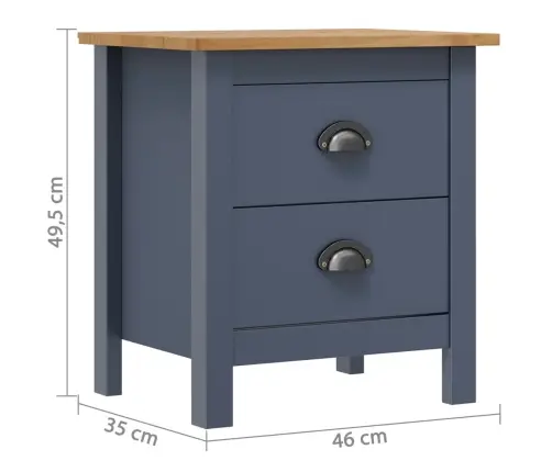 Naktsskapīši Hill, 2 Gab, Pelēki, 46X35X49,5 Cm, Priede Vidaxl