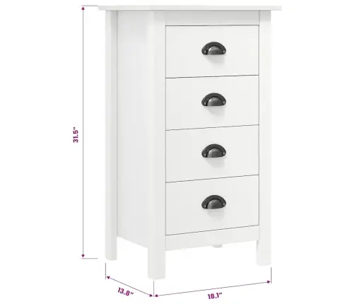 Kumode Hill, Balta, 46X35X80 Cm, Priedes Masīvkoks Vidaxl