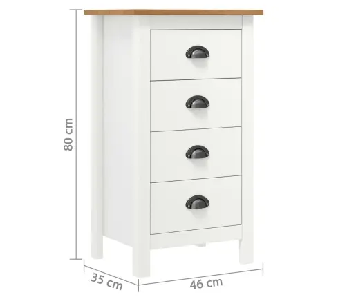 Šoninė Spintelė Hill, Balta, 46X35X80cm Pušies Masyvas