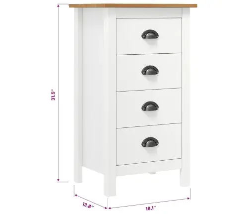 Kumode Hill, Balta, 46X35X80 Cm, Priedes Masīvkoks Vidaxl