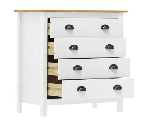 Kumode Hill, Balta, 79X40X80 Cm, Priedes Masīvkoks Vidaxl