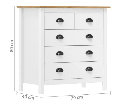 Kumode Hill, Balta, 79X40X80 Cm, Priedes Masīvkoks Vidaxl