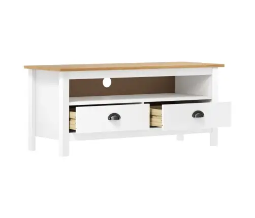 Televizoriaus Spintelė Hill, Balta, 110X40X47cm Pušies Masyvas