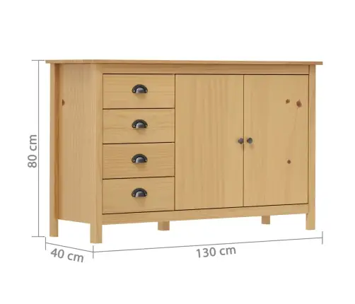 Kumode Hill, Medus Brūna, 130X40X80 Cm, Priedes Masīvkoks Vidaxl