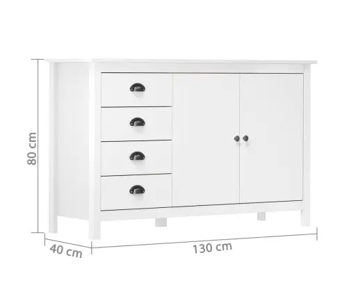 Šoninė Spintelė Hill, Balta, 130X40X80cm Pušies Masyvas