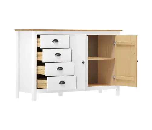 Kumode Hill, Balta, 130X40X80 Cm, Priedes Masīvkoks Vidaxl