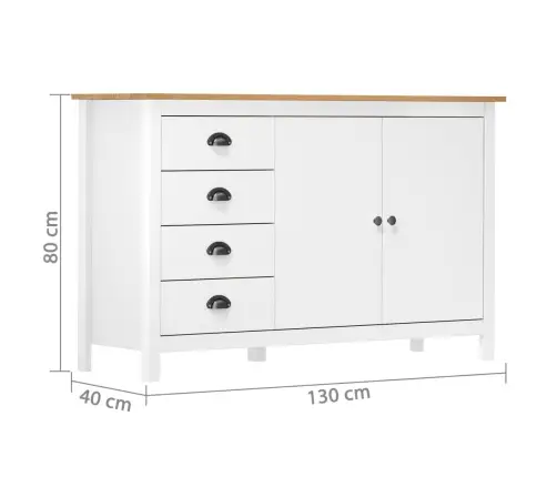 Kumode Hill, Balta, 130X40X80 Cm, Priedes Masīvkoks Vidaxl