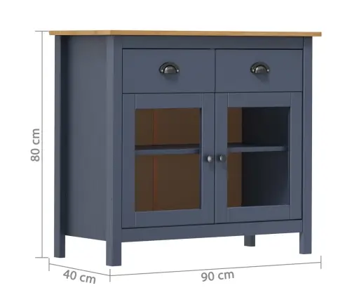 Kumode Hill, Pelēka, 90X40X80 Cm, Priedes Masīvkoks Vidaxl