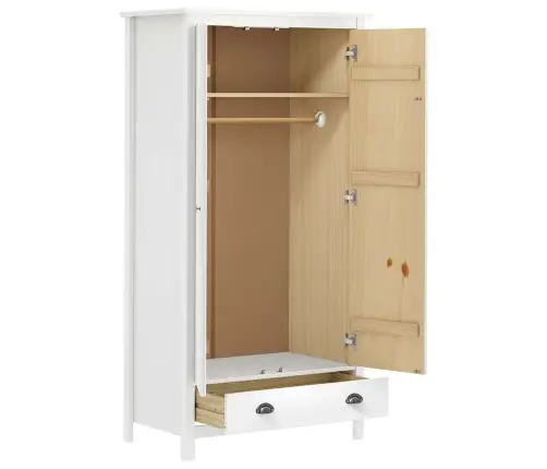 Skapis Hill, 2 Durvis, Balts, 89X50X170 Cm, Priedes Masīvkoks Vidaxl