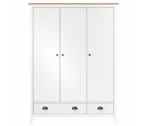 Skapis Hill, 3 Durvis, Balts, 127X50X170 Cm, Priedes Masīvkoks Vidaxl