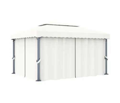 Dārza Nojume Ar Aizkariem, 4X3 M, Krēmbalta, Alumīnijs Vidaxl