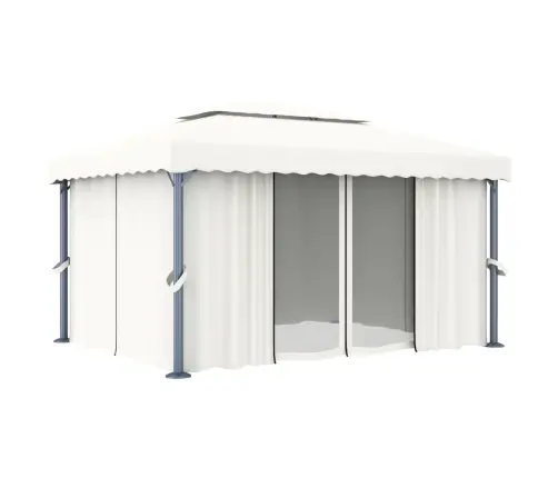 Dārza Nojume Ar Aizkariem, 4X3 M, Krēmbalta, Alumīnijs Vidaxl