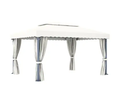 Dārza Nojume Ar Aizkariem, 4X3 M, Krēmbalta, Alumīnijs Vidaxl