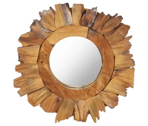 Sienas Spogulis, 40 Cm, Apaļš, Tīkkoks Vidaxl