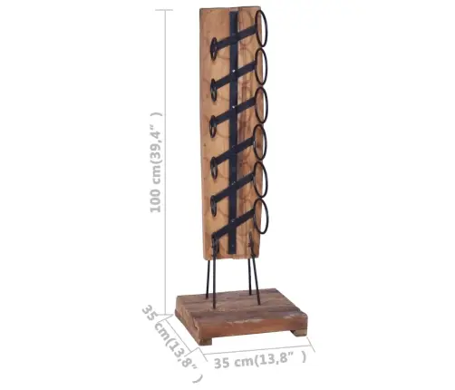 Vīna Pudeļu Plaukts 6 Pudelēm, 35X35X100 Cm, Masīvs Tīkkoks Vidaxl