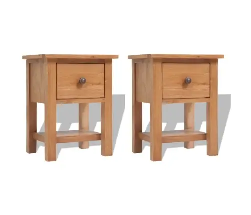 Naktiniai Staliukai, 2Vnt., 36X30X47cm Ąžuolo Medienos Masyvas