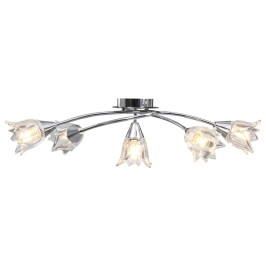 Griestu Lampa Ar Stikla Abažūriem, 5 E14 Spuldzes, Tulpju Forma Vidaxl
