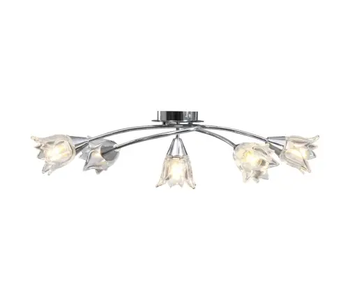 Griestu Lampa Ar Stikla Abažūriem, 5 E14 Spuldzes, Tulpju Forma Vidaxl