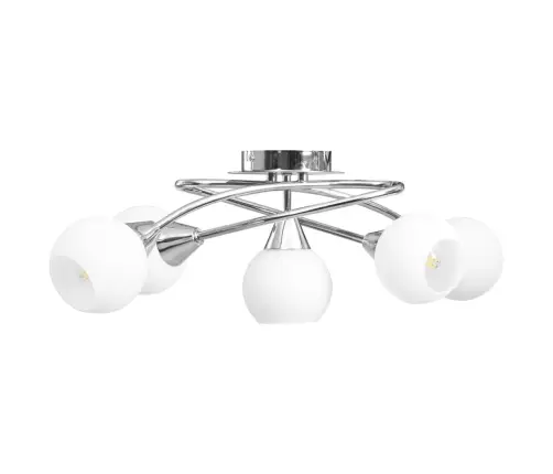 Griestu Lampa Ar Keramikas Abažūriem, 5 E14 Spuldzes, Balta Vidaxl