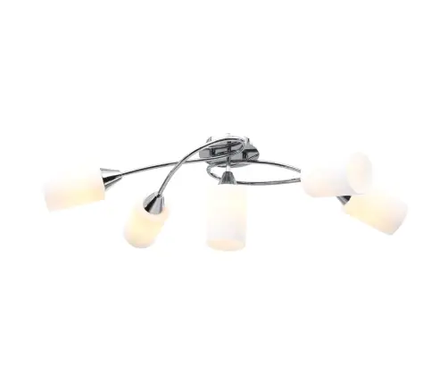 Griestu Lampa Ar Keramikas Abažūriem, 5 E14 Spuldzes, Balta Vidaxl