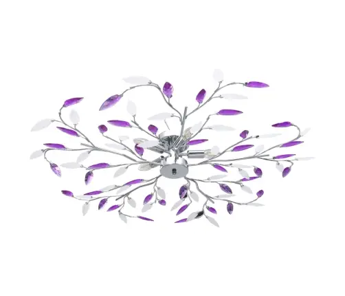 Griestu Lampa, Akrila Lapiņas, 5 E14 Spuldzes, Violeta  Vidaxl