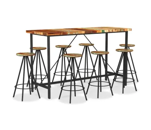 Baro Baldų Komplektas, 9 Dalių, Perdirbtos Medienos Masyvas