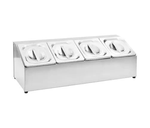 Gastronorm Trauki Ar Turētāju, 4 Gab., Gn 1/6, Tērauds Vidaxl