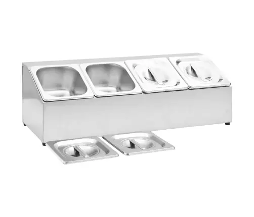 Gastronorm Trauki Ar Turētāju, 4 Gab., Gn 1/6, Tērauds Vidaxl