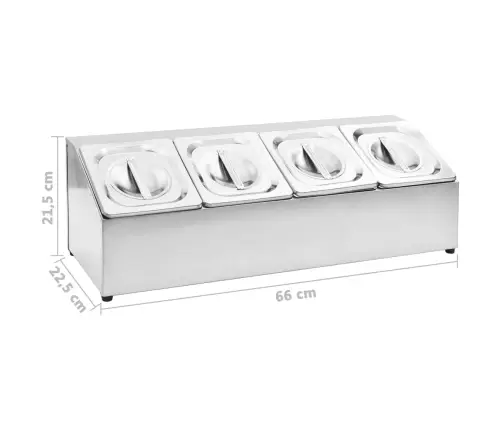 Gastronorm Trauki Ar Turētāju, 4 Gab., Gn 1/6, Tērauds Vidaxl