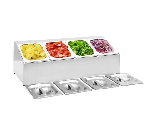 Gastronorm Trauki Ar Turētāju, 4 Gab., Gn 1/6, Tērauds Vidaxl