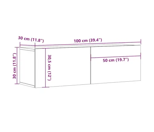 Tv Skapītis, Balts, 100X30X30 Cm, Inženierijas Koks Vidaxl