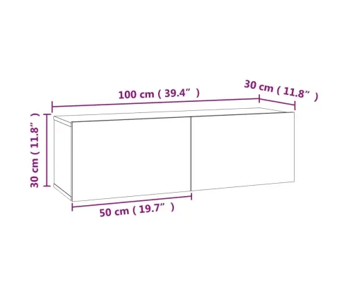 Tv Skapītis, Betona Pelēks, 100X30X30 Cm, Inženierijas Koks Vidaxl