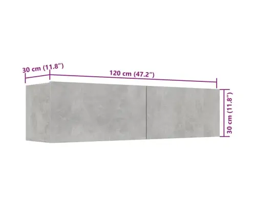Tv Skapītis, Betonpelēks, 120X30X30 Cm, Inženierijas Koks Vidaxl
