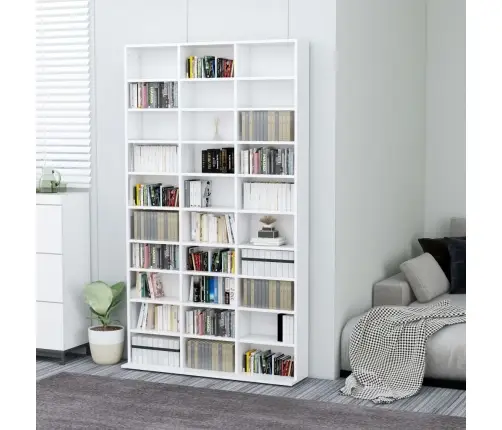 Cd Plaukts, Balts, 102X16X177,5 Cm, Inženierijas Koks Vidaxl