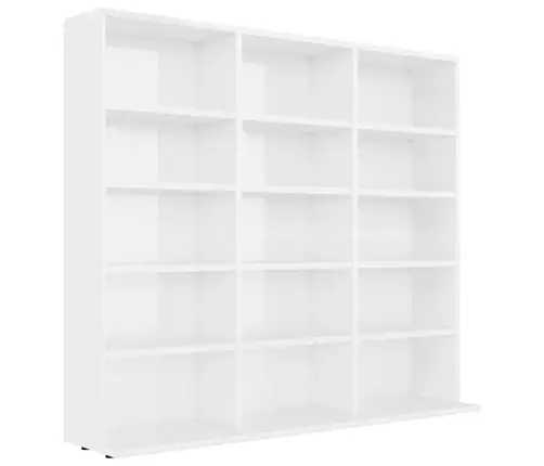 Cd Plaukts, Spīdīgi Balts, 100X23X89,5 Cm, Inženierijas Koks Vidaxl