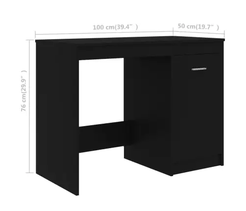 Rašomasis Stalas, Juodos Spalvos, 100X50X76cm Apdirbta Mediena