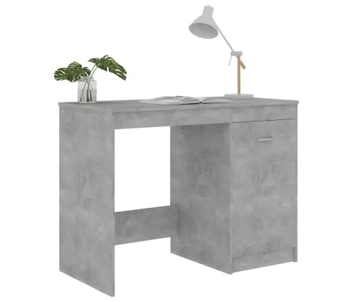 Rašomasis Stalas, Betono Pilkas, 100X50X76cm Apdirbta Mediena
