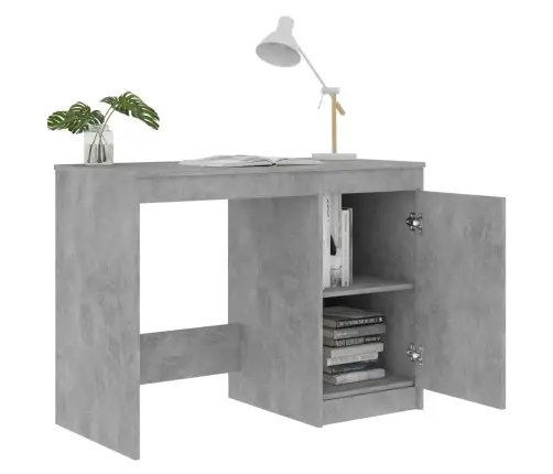 Rašomasis Stalas, Betono Pilkas, 100X50X76cm Apdirbta Mediena