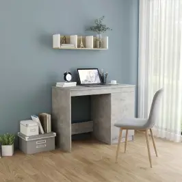 Rašomasis Stalas, Betono Pilkas, 100X50X76cm Apdirbta Mediena