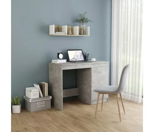 Rašomasis Stalas, Betono Pilkas, 100X50X76cm Apdirbta Mediena