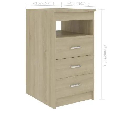 Atvilktņu Skapītis, Ozola Krāsā, 40X50X76 Cm, Inženierijas Koks Vidaxl