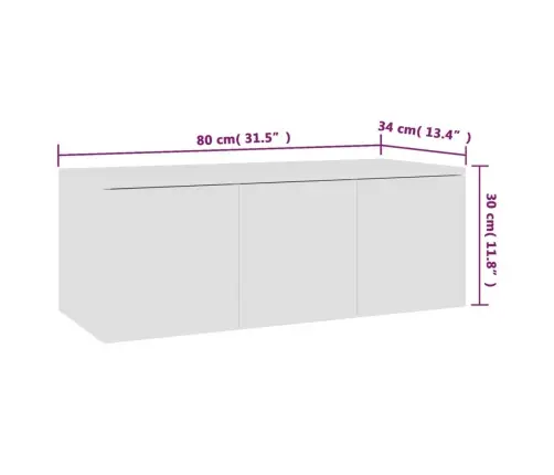 Telerikapp, Valge, 80 X 34 X 30 cm Puitlaastplaat
